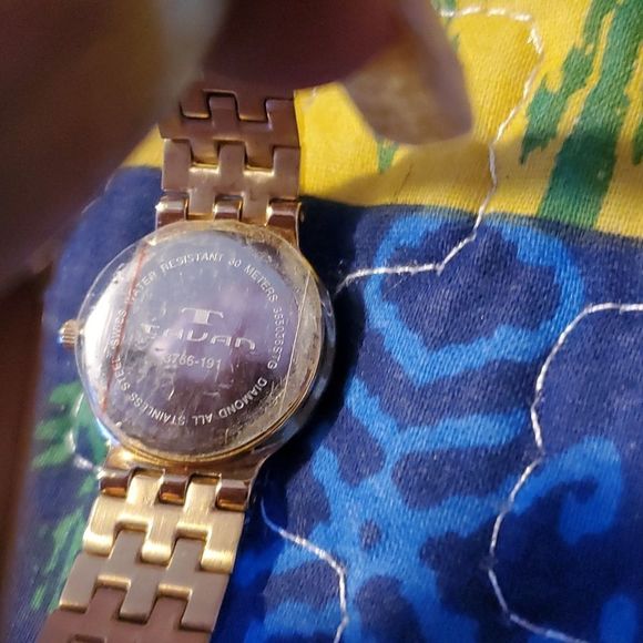 Tavan Wicker Woven Look Gold Tone Women's Watch‎ Diamond Numerals 3766-191 - Picture 7 of 8